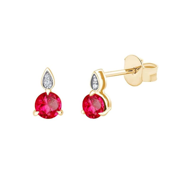 Boucles d'oreilles rubis et diamant en or 18 carats