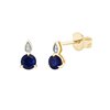Boucles d'oreilles toi et moi saphir et diamant en or 18 carats