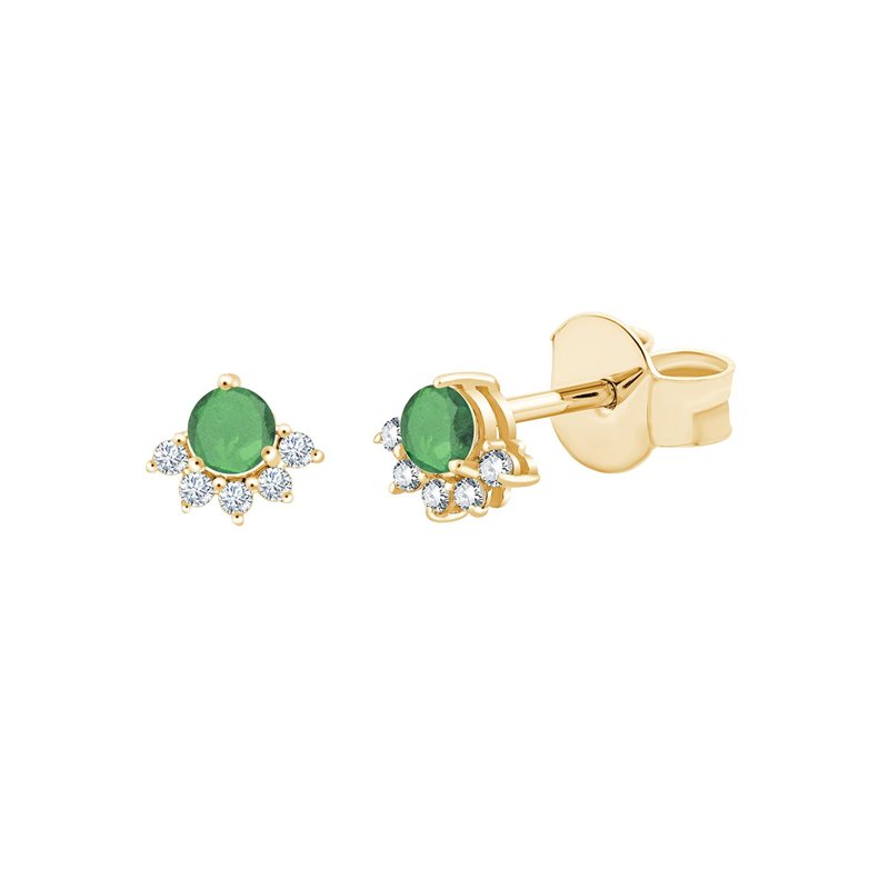 Boucles d'oreilles serti clos émeraude et diamant en or 18 carats