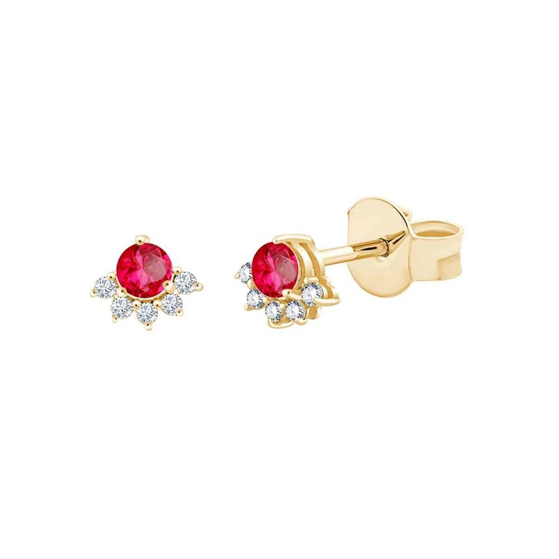 Boucles d'oreilles rubis et diamant en or 18 carats