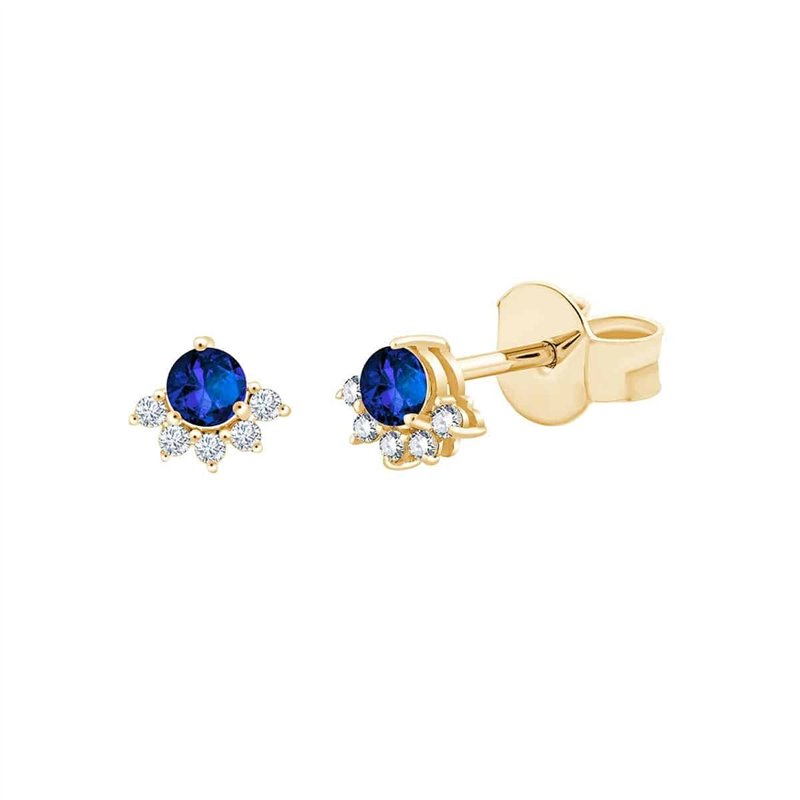 Boucles d'oreilles serti clos saphir et diamant en or 18 carats