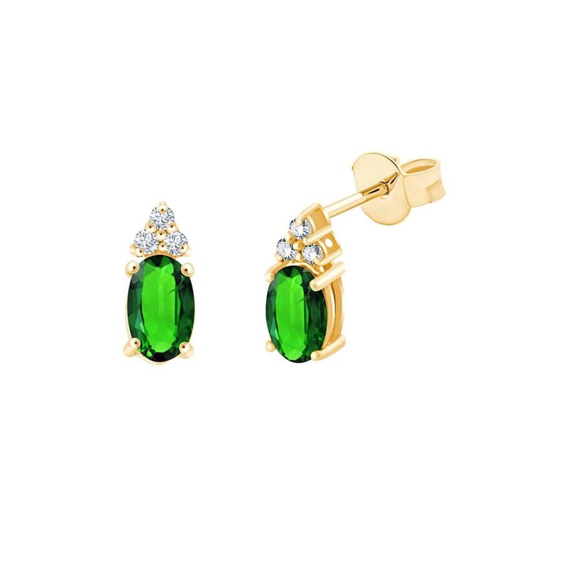 Boucles d'oreilles émeraude et diamant en or 18 carats