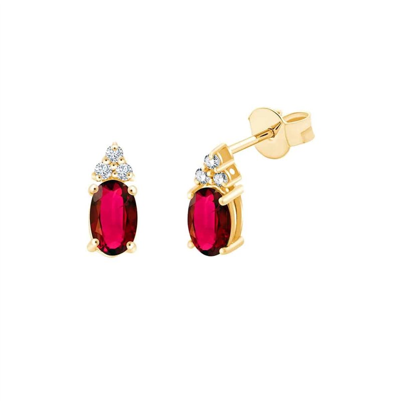 Boucles d'oreilles rubis et diamant en or 18 carats