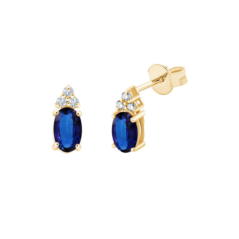 Boucles d'oreilles serti clos saphir et diamant en or 18 carats