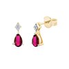 Boucles d'oreilles serti clos rubis et diamant en or 18 carats
