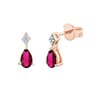 Boucles d'oreilles serti clos rubis et diamant en or 18 carats