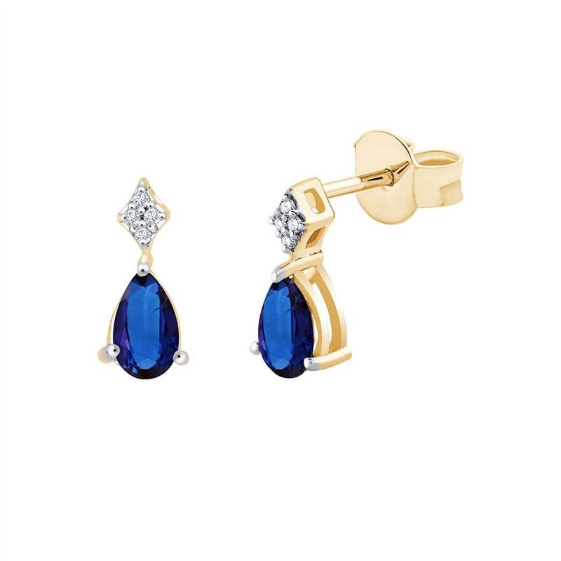Boucles d'oreilles serti clos saphir et diamant en or 18 carats