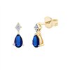 Boucles d'oreilles serti clos saphir et diamant en or 18 carats