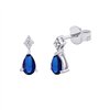 Boucles d'oreilles serti clos saphir et diamant en or 18 carats