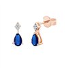 Boucles d'oreilles serti clos saphir et diamant en or 18 carats
