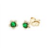 Boucles d'oreilles serti clos émeraude et diamant en or 18 carats