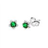 Boucles d'oreilles serti clos émeraude et diamant en or 18 carats