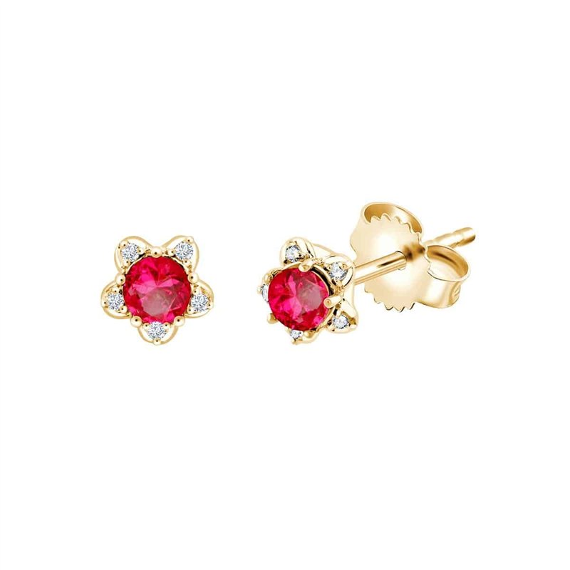 Boucles d'oreilles serti clos rubis et diamant en or 18 carats