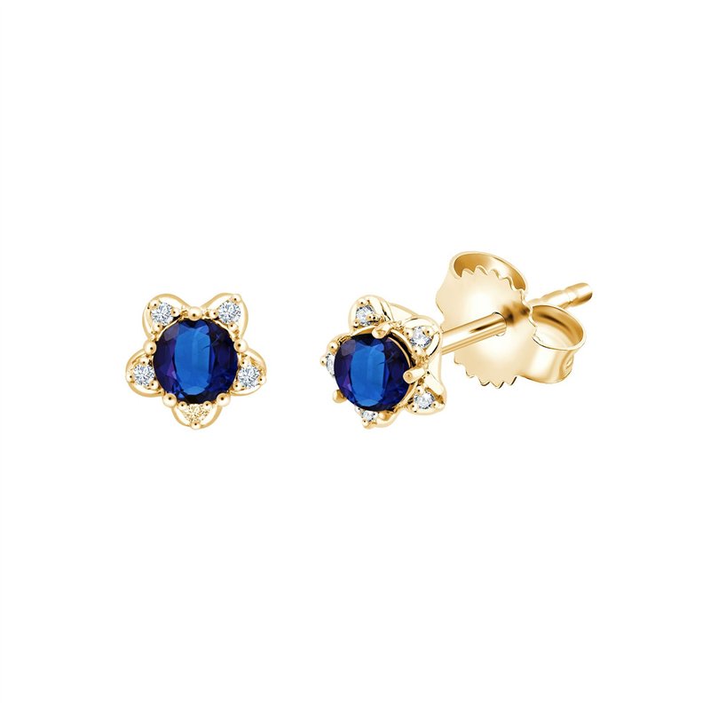 Boucles d'oreilles serti clos saphir et diamant en or 18 carats
