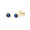 Boucles d'oreilles serti clos saphir et diamant en or 18 carats