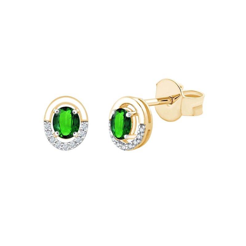 Boucles d'oreilles émeraude et diamant en or 18 carats