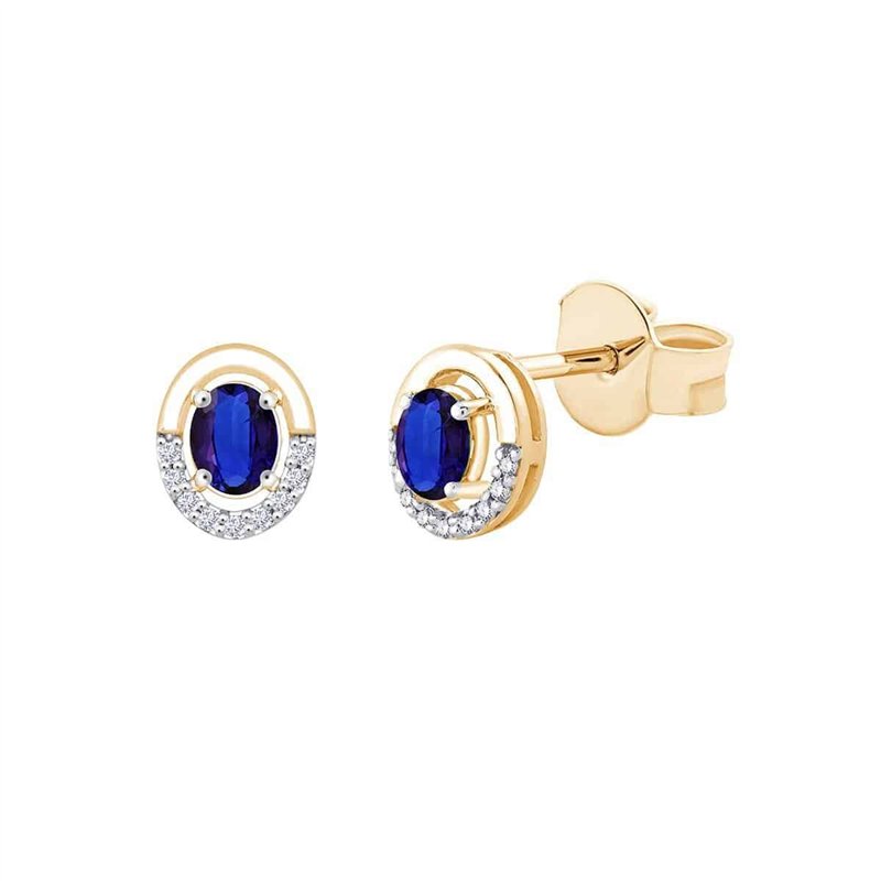 Boucles d'oreilles saphir et diamant en or 18 carats