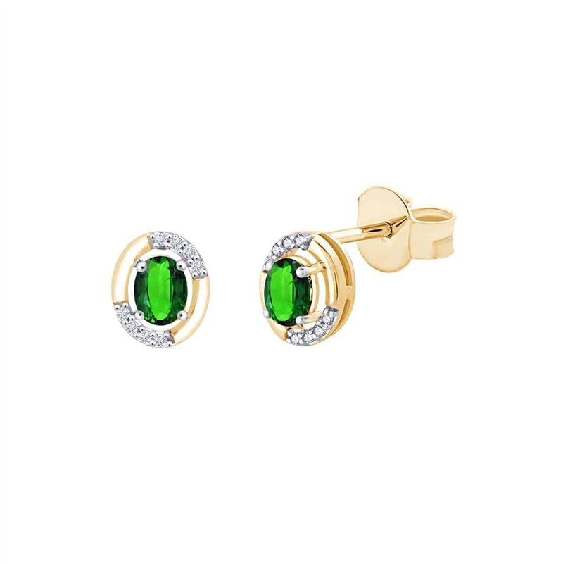 Boucles d'oreilles émeraude et diamant en or 18 carats