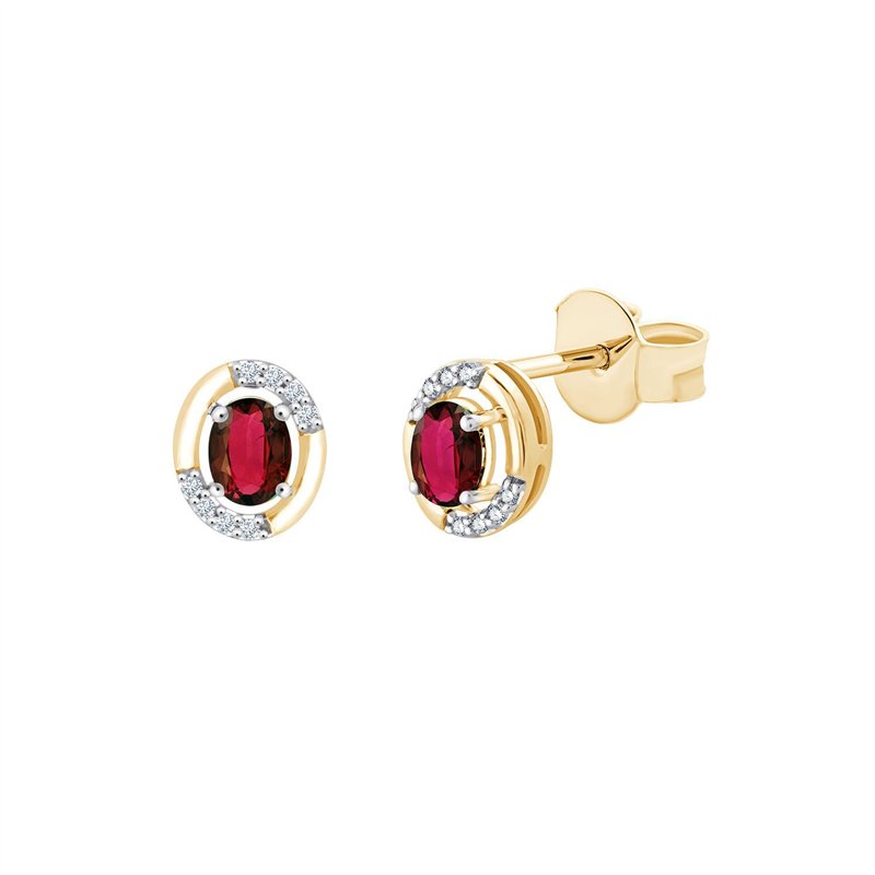 Boucles d'oreilles rubis et diamant en or 18 carats