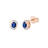 Boucles d'oreilles serti clos saphir et diamant en or 18 carats