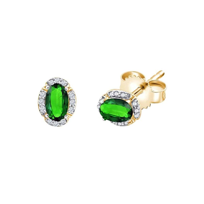 Boucles d'oreilles émeraude et diamant en or 18 carats