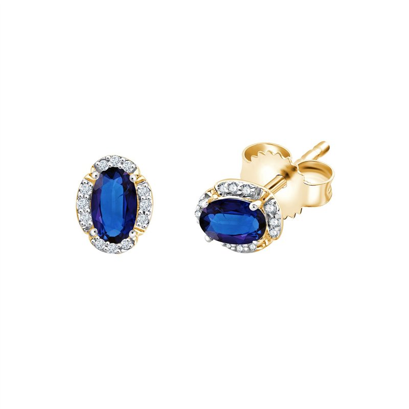 Boucles d'oreilles serti clos saphir et diamant en or 18 carats