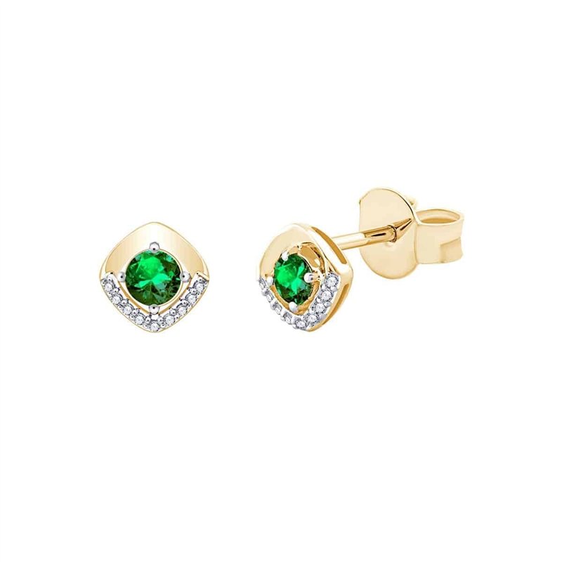 Boucles d'oreilles émeraude et diamant en or 18 carats