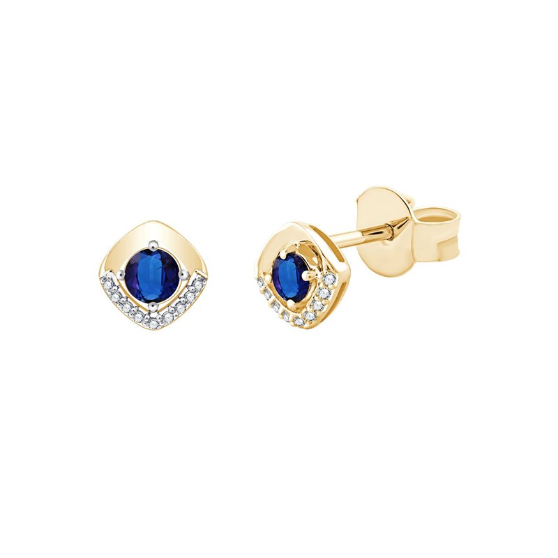 Boucles d'oreilles toi et moi saphir et diamant en or 18 carats