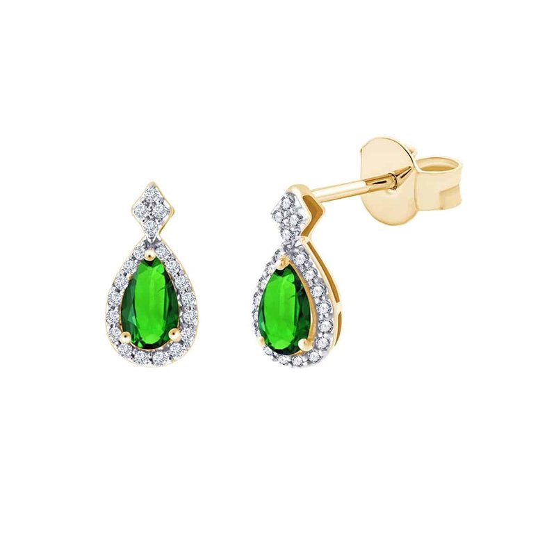 Boucles d'oreilles émeraude et diamant en or 18 carats