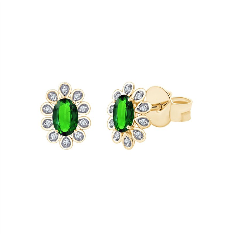 Boucles d'oreilles émeraude et diamant en or 18 carats