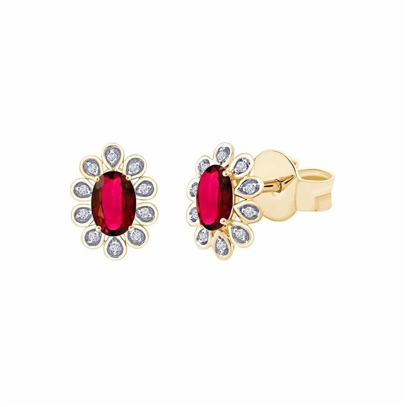 Boucles d'oreilles rubis et diamant en or 18 carats