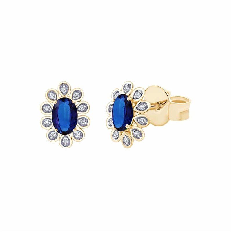 Boucles d'oreilles saphir et diamant en or 18 carats