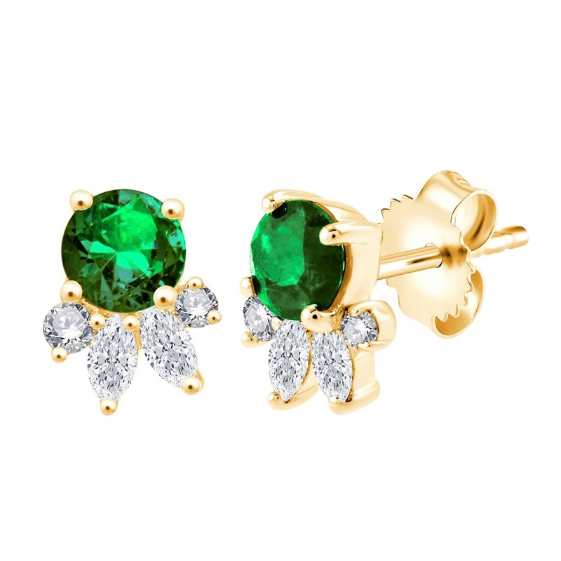 Boucles d'oreilles émeraude et diamant en or 18 carats