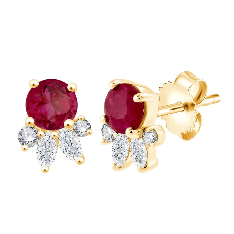 Boucles d'oreilles rubis et diamant en or 18 carats