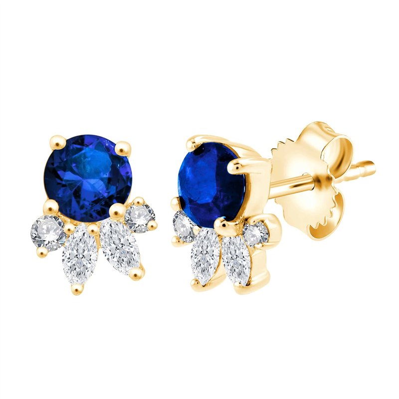 Boucles d'oreilles saphir et diamant en or 18 carats