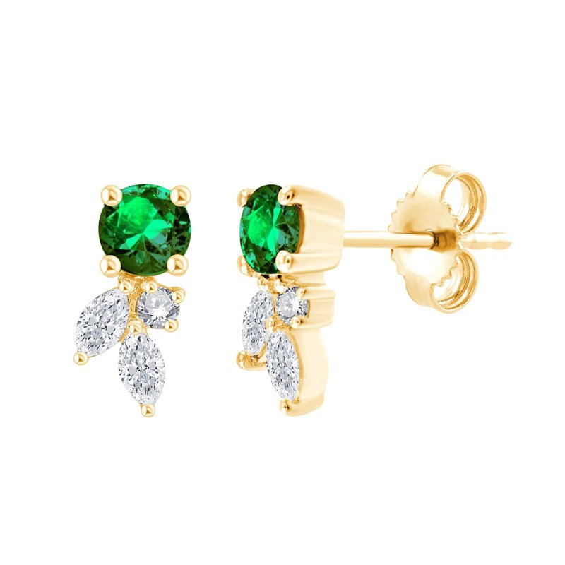 Boucles d'oreilles émeraude et diamant en or 18 carats