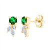 Boucles d'oreilles émeraude et diamant en or 18 carats