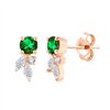Boucles d'oreilles émeraude et diamant en or 18 carats