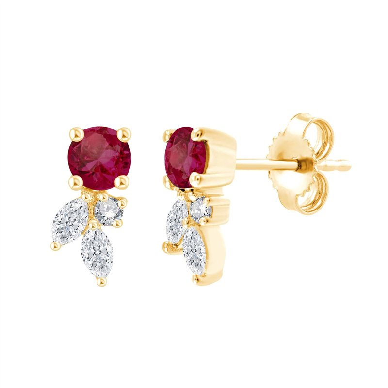 Boucles d'oreilles rubis et diamant en or 18 carats
