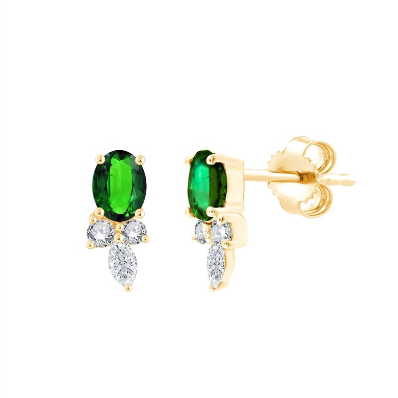 Boucles d'oreilles saphir et émeraude en or 18 carats