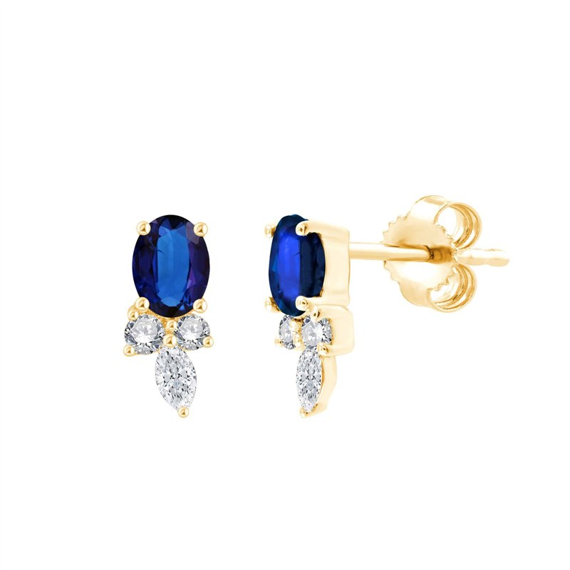 Boucles d'oreilles saphir et diamant en or 18 carats
