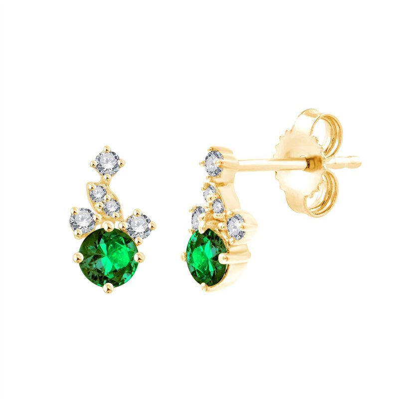 Boucles d'oreilles émeraude et diamant en or 18 carats
