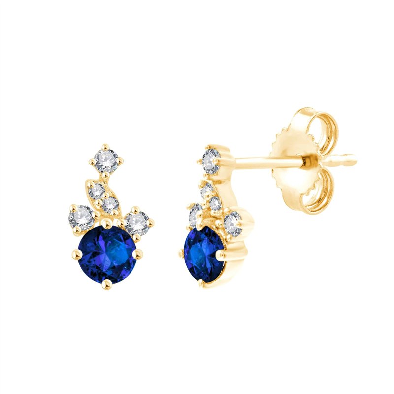 Boucles d'oreilles serti clos saphir et diamant en or 18 carats