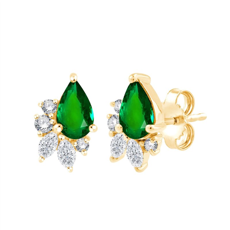 Boucles d'oreilles émeraude et diamant en or 18 carats