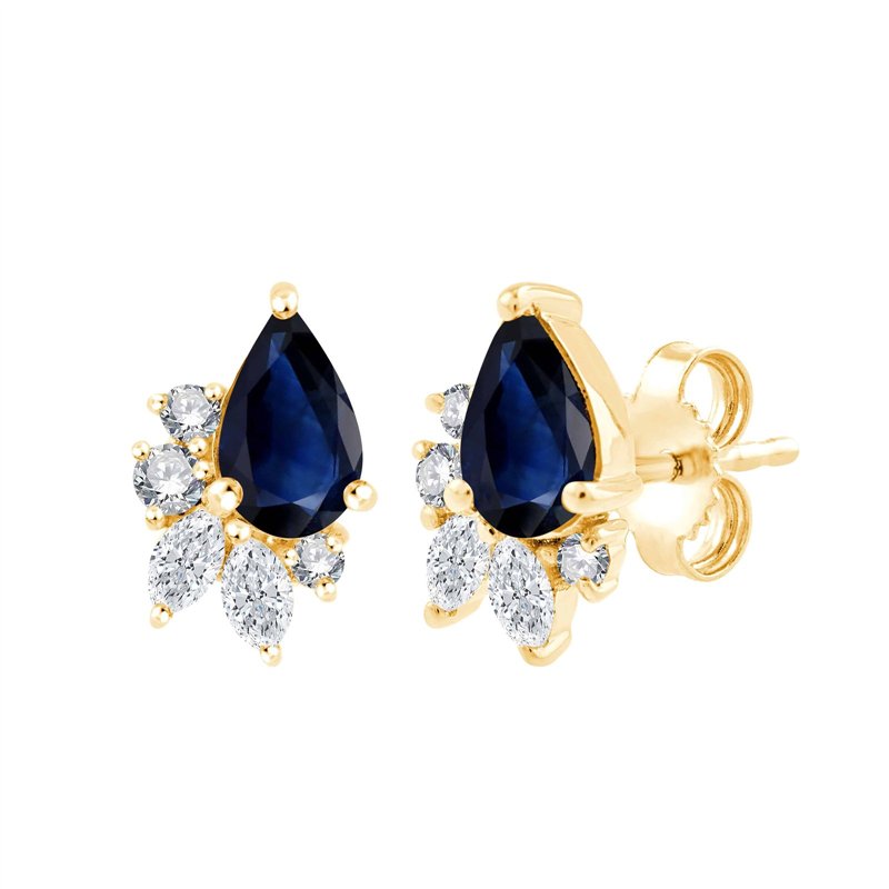 Boucles d'oreilles saphir et diamant en or 18 carats