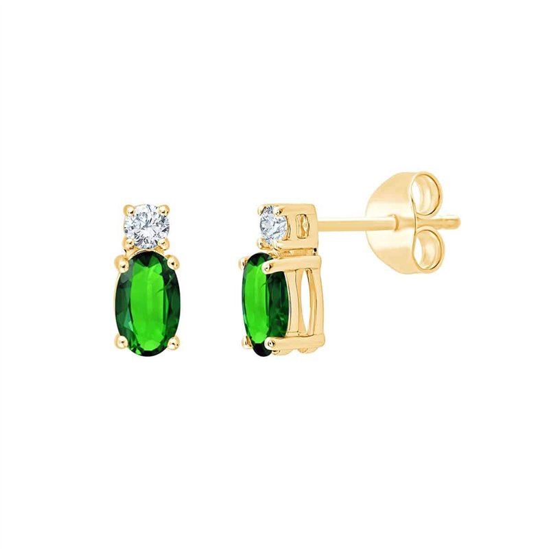 Boucles d'oreilles émeraude et diamant en or 18 carats