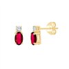 Boucles d'oreilles rubis et diamant en or 18 carats