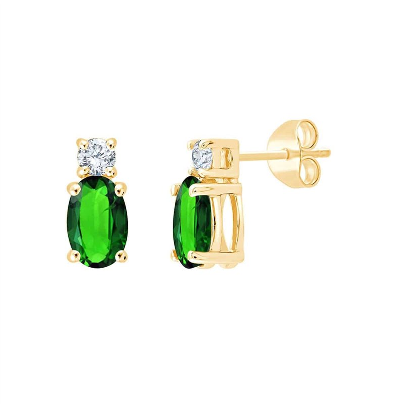 Boucles d'oreilles émeraude et diamant en or 18 carats