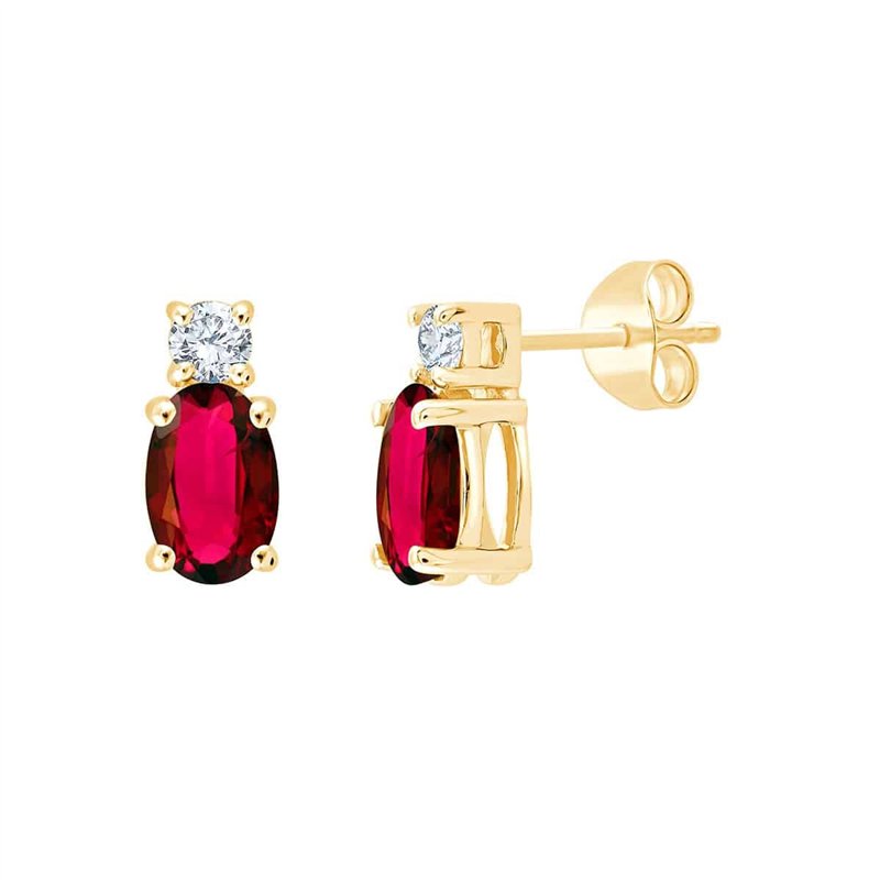 Boucles d'oreilles rubis et diamant en or 18 carats