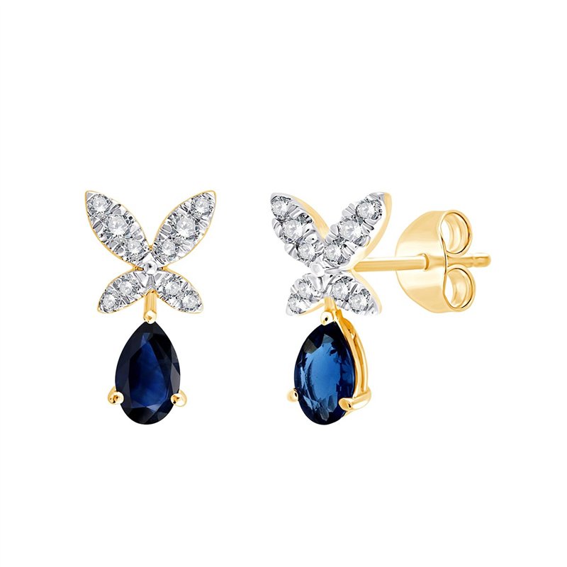 Boucles d'oreilles saphir et diamant en or 18 carats